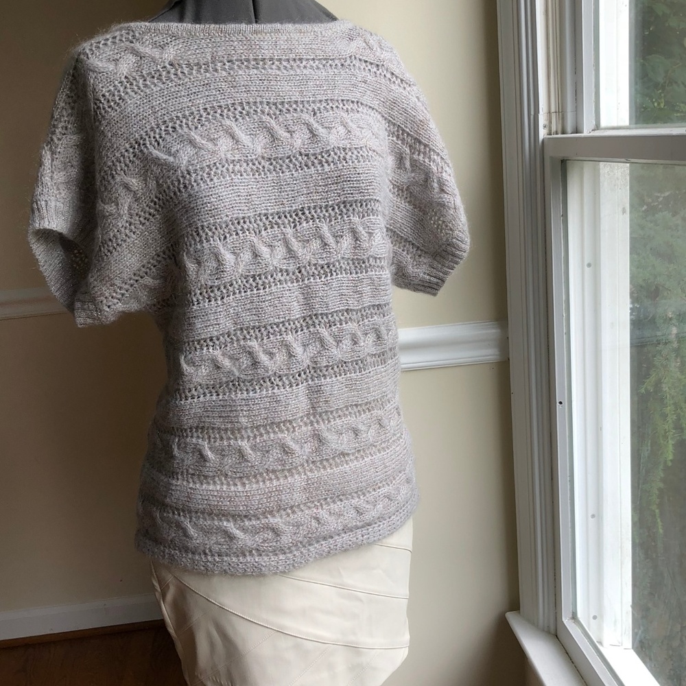 Express silver dolman sleeve cable-knit sweater